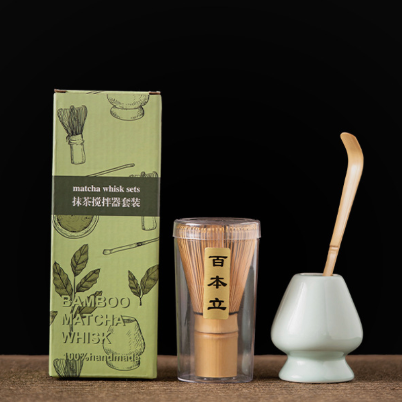 Matcha Bamboo Whisk Set - Chasen, Chasen holder, Chashaku Set